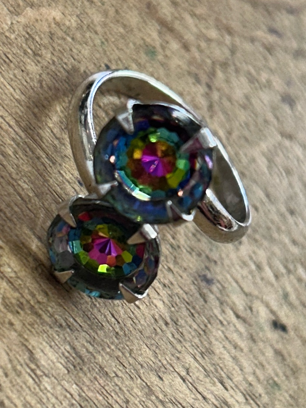 Vintage Sarah Coventry 1971 Double Rivoli Ring Adjustible Rare